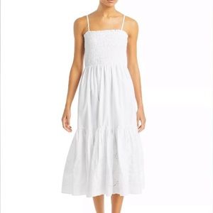 AQUA White Smocked Maxi dress